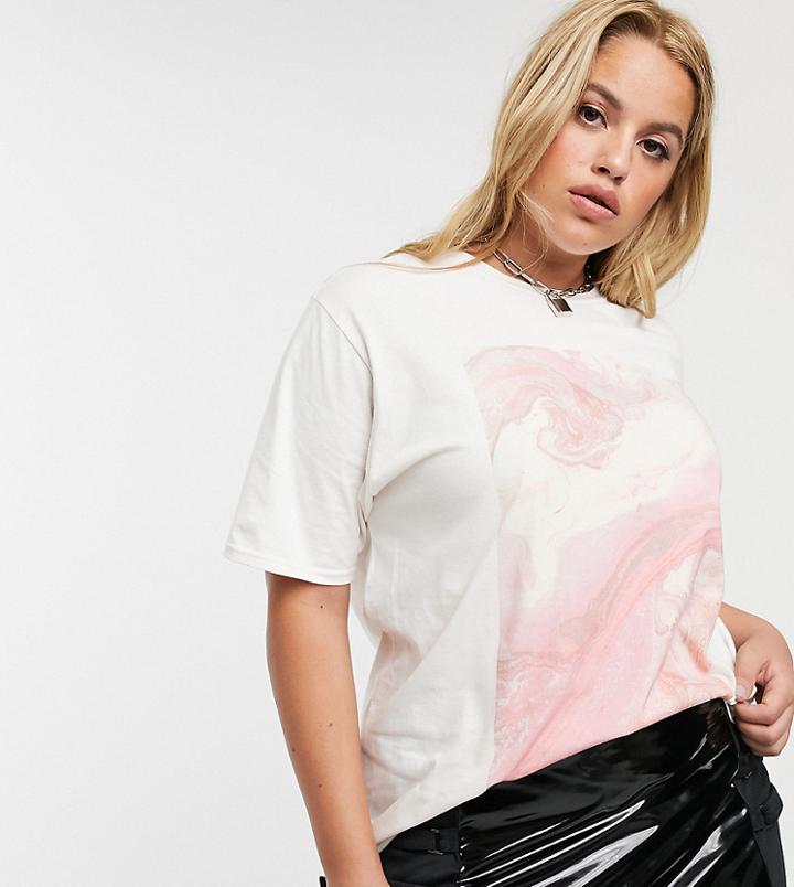 Another Reason Plus Relaxed T-shirt With Marble Graphic-cream