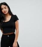 Asos Petite Crop Top With Short Sleeve And Scoop Neck