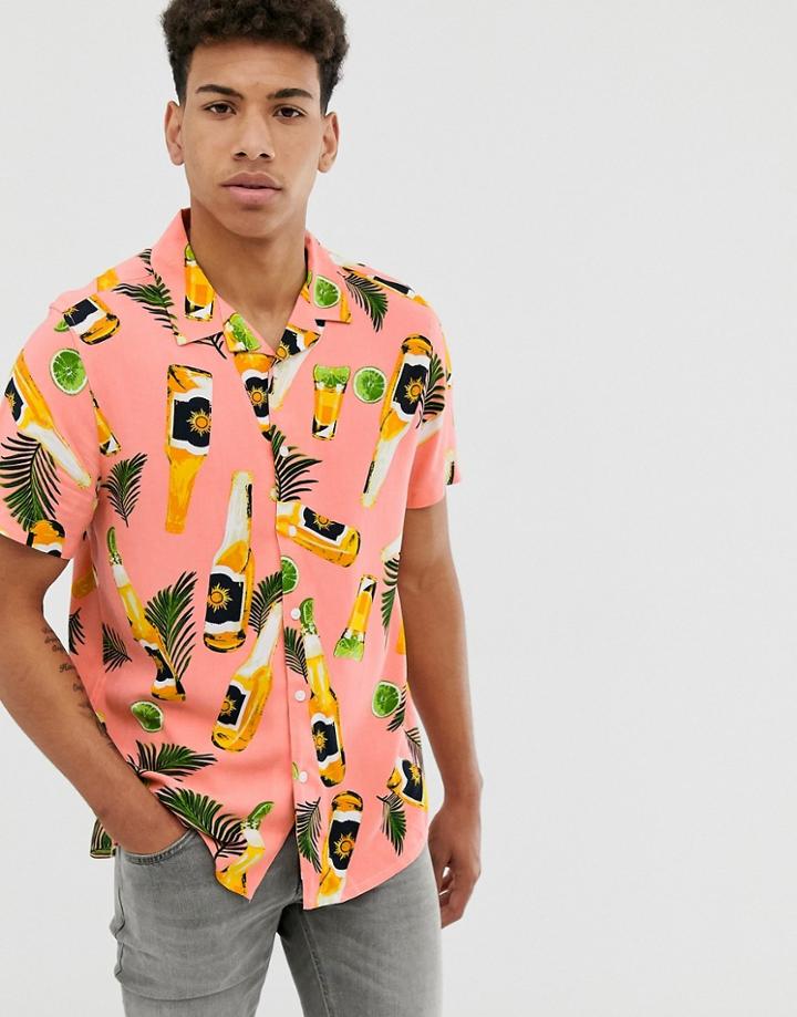 New Look Shirt In Pink Bottle Print