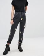 The Ragged Priest All Over Lucky Cat Patch Jeans - Black