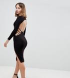 Asos Petite Strappy Open Back Midi Bodycon Dress - Black