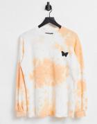 Threadbare Butterfly Sweatshirt In Orange Tie Dye