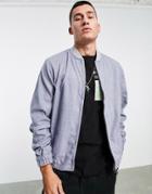 Asos Design Coordinating Smart Cotton Bomber Jacket In Blue-blues