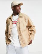 Levi's Sunset Relaxed Fit Cord Collar Denim Trucker In Beige-neutral