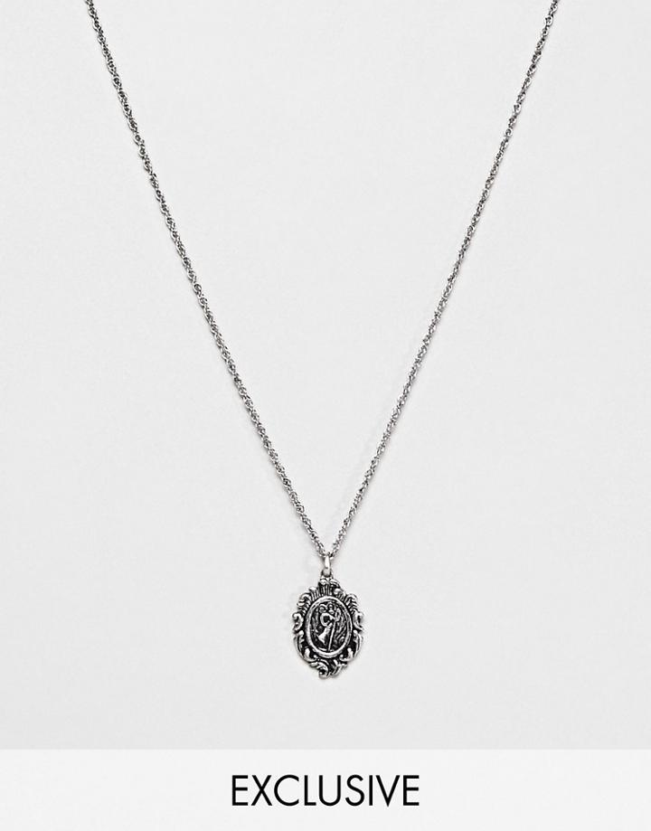 Reclaimed Vintage Inspired Necklace With St Christopher Pendant In Silver Exclusive At Asos - Silver