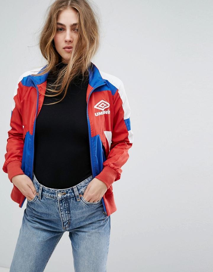 Umbro Retro Sporty Zip Front Tracksuit Jacket With Color Block - Multi