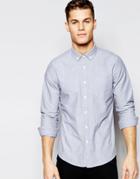 Asos Oxford Shirt In Grey With Long Sleeves In Regular Fit - Gray