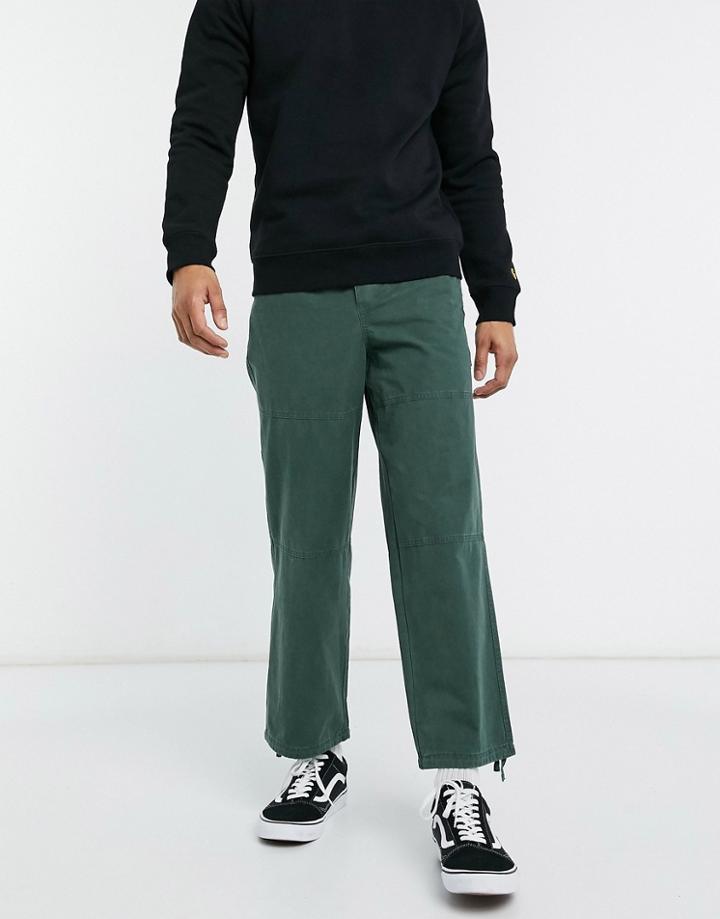 Asos Design Carpenter Pants In Green Acid Wash