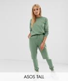 Asos Design Tall Tracksuit Cute Sweat / Basic Jogger With Tie With Contrast Binding