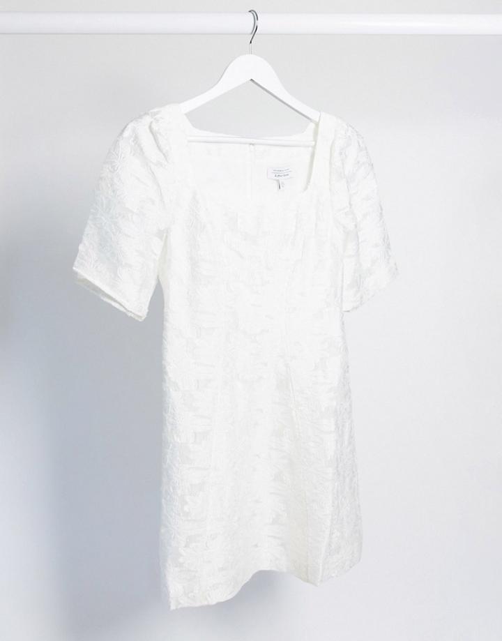 & Other Stories Square Neck Lace Mini Dress In White