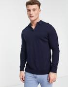 Selected Homme Knitted Polo In Navy
