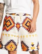 Bershka Aztec Shorts In Ecru-neutral