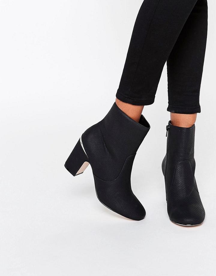 Asos Ramero Metal Detail Ankle Boots - Black Croc