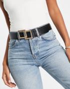 Asos Design Waist And Hip Jeans Belt With Double Square Design In Black
