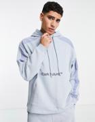 Asos Dark Future Oversized Hoodie With Velour Panels And Logo Prints In Light Blue - Part Of A Set