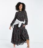 Asos Design Tall Shirred Bodice Maxi Dress In Botanical Floral Print-multi