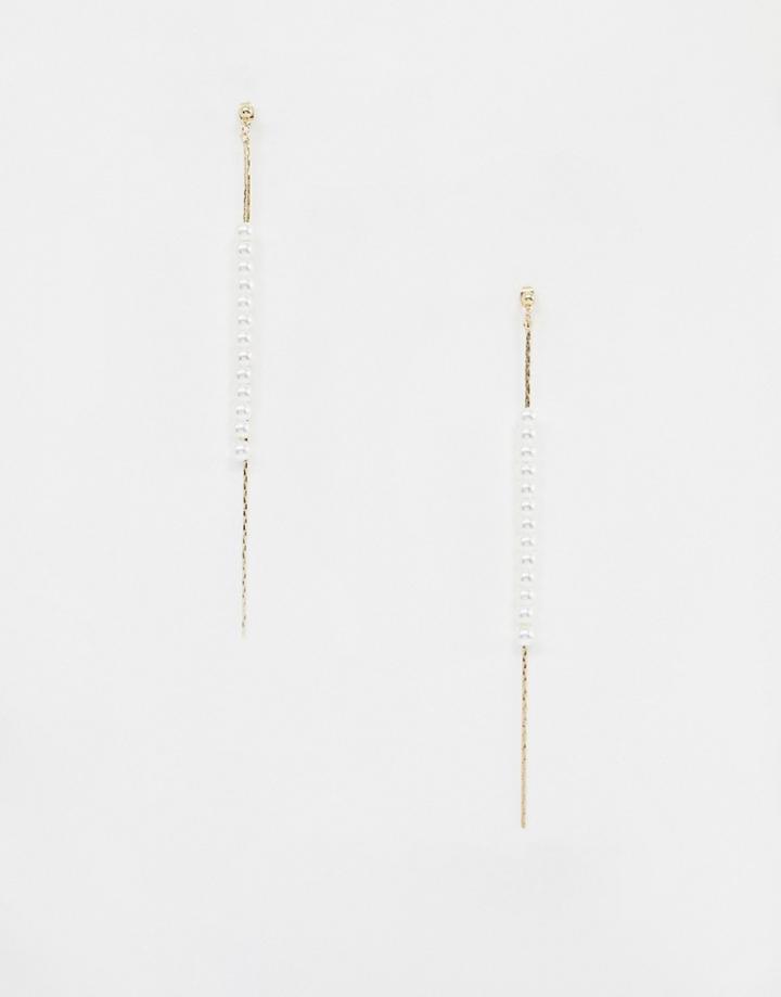 Ashiana Faux Pearl Longline Drop Earrings - Gold