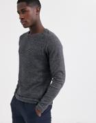 Selected Homme Crew Neck Textured Sweater In Gray