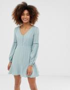 Gilli Smock Dress With Button Front Detail - Green