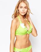 Freya Cherish Underwired Halter Bikini Top In C-ff Cup - Lime