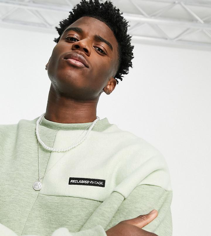 Reclaimed Vintage Inspired Cut-and-sew Coordinating Sweatshirt In Khaki-green