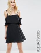 Asos Petite Cold Shoulder Mini Dress - Black