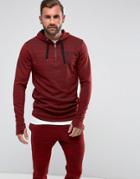 11 Degrees Track Hoodie In Burgundy With Half Zip - Red