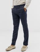 Harry Brown Slim Fit Textured Check Navy Suit Pants - Navy
