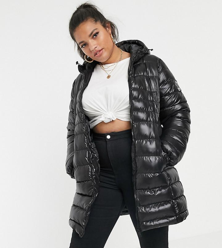 Brave Soul Plus Everett Long Padded Coat - Black