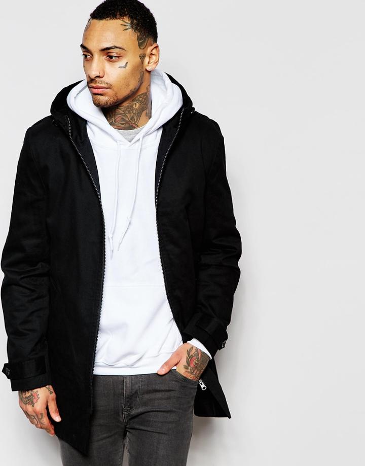 Asos Lightweight Parka Jacket In Black - Black