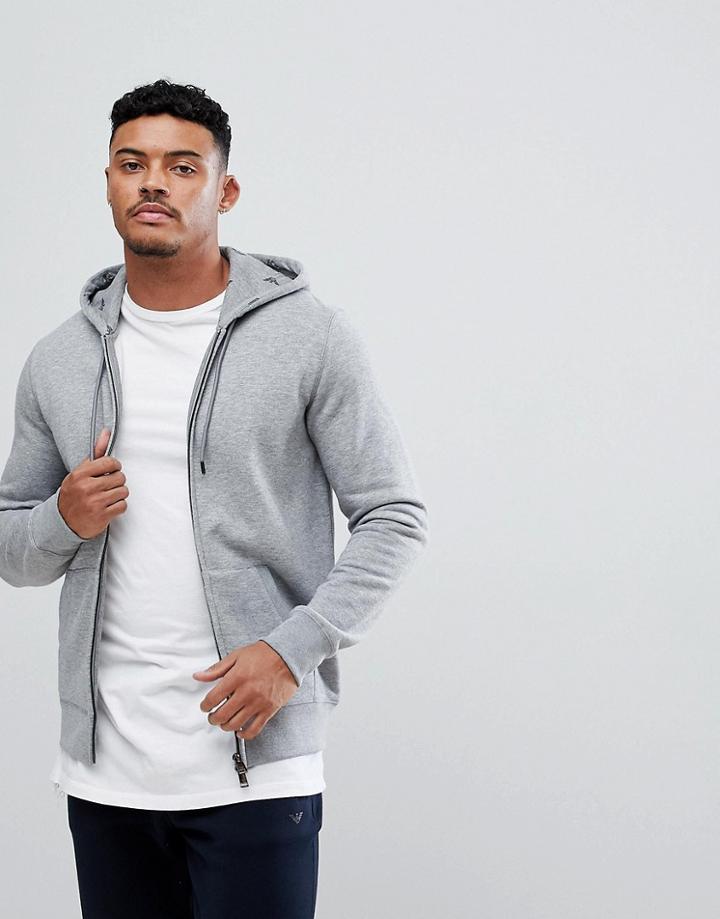 Emporio Armani Hooded Logo Sweat In Gray - Gray