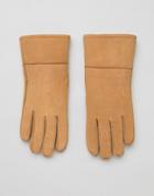 Barney's Originals Real Sheep Skin Lined Gloves - Tan