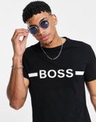 Boss Beachwear Slim Fit Large Logo T-shirt In Black