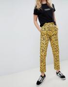 Daisy Street Straight Leg Pants In Animal Print - Yellow