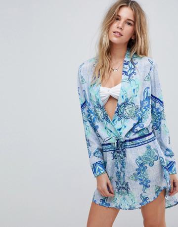 Island Stories Printed Beach Dress - Blue