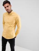 Asos Design Slim Oxford Shirt In Yellow - Yellow
