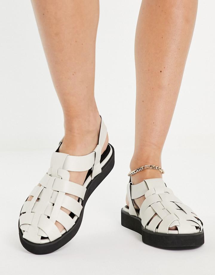 Asos Design Matilda Fisherman Flat Shoe In Off White
