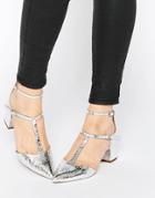 Asos Switch It On Pointed Heels - Silver