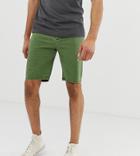Asos Design Tall Slim Chino Shorts In Washed Green - Green