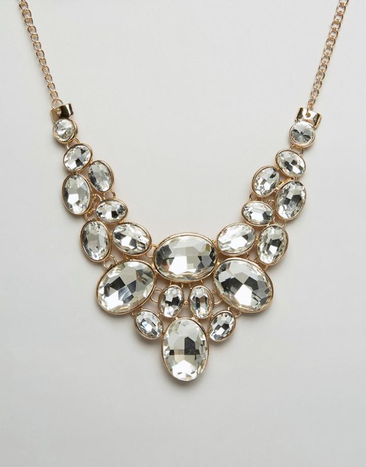 Ruby Rock Statement Jewel Necklace - Gold