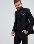 Asos Slim Tuxedo Suit Jacket In Black 100% Wool - Black