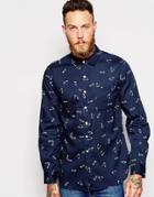 Ymc Shirt With Safety Pin Print - Navy