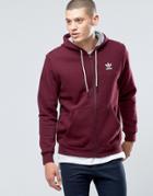 Adidas Originals Taping Full Zip Hoodie In Red Ay8269 - Red