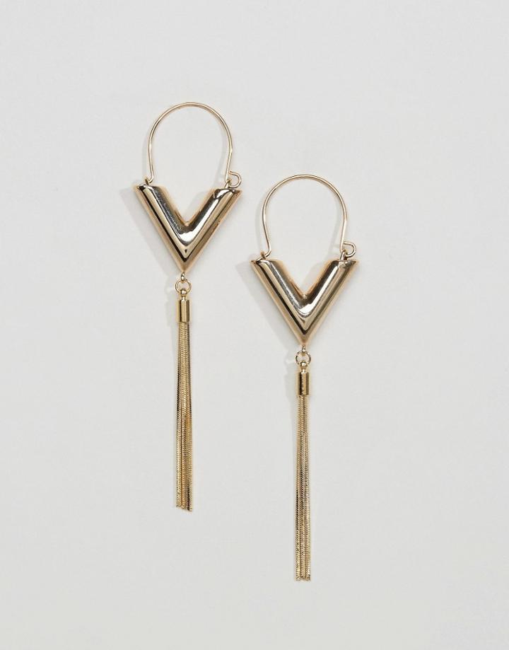 Limited Edition Arrow Tassel Through Earrings - Gold