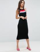 Asos Knit Halter Dress With Stripe - Black