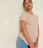 Missguided Maternity Ribbed Crew Neck T-shirt In Brown