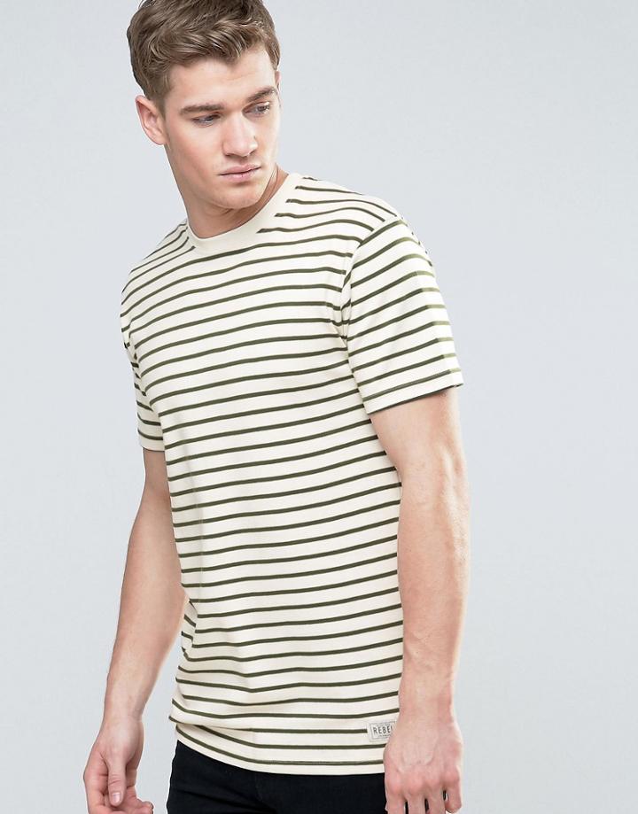 Redefined Rebel Striped T-shirt In Heavy Jersey - Green