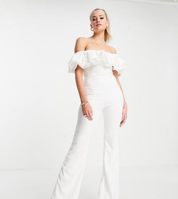 Club L London Tall Frill Jumpsuit In White