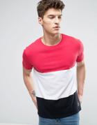 Solid T-shirt With Color Block In Cut & Sew - White