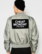 Cheap Monday Bomber Jacket Rank Nylon Patch Back Logo In Green - Absent Green